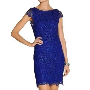Alice + Olivia Royal Blue Lace Midi Dress